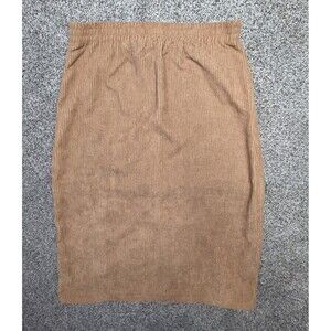 Promesa Ribbed Pencil Skirt Size Large Brown Pull On Neutral Office Classic
